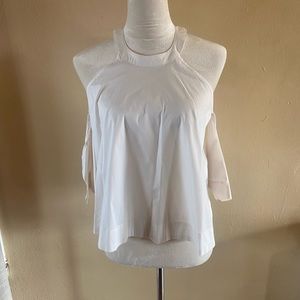 Gianni Bini white sleeve cut out blouse size M
